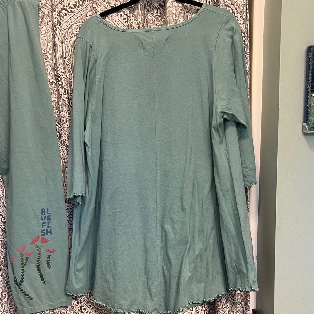Blue Fish seafoam green/teal Floral Tunic & Pants Set - Green, Pink, White - Picture 7 of 14
